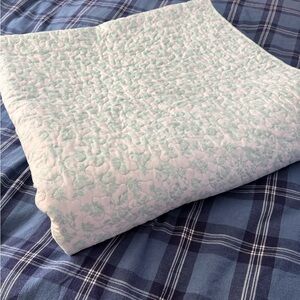Vintage mint Green Floral Quilt bedspread